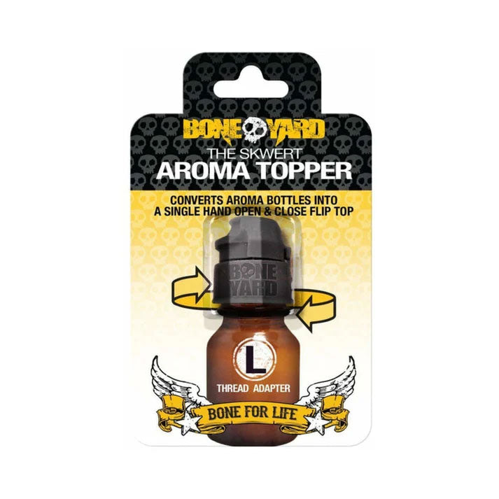 Skwert Aroma Topper Large Thread Bottle Adapter packaging, designed for easy one-handed use.