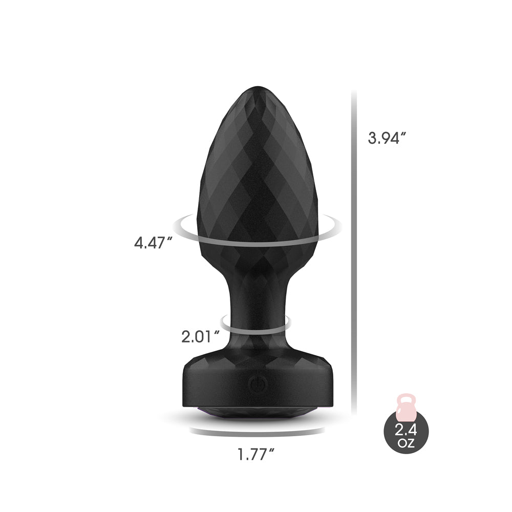 Twila Twirling Light Up Vibrating Plug With Heart Remote dimensions and weight illustration