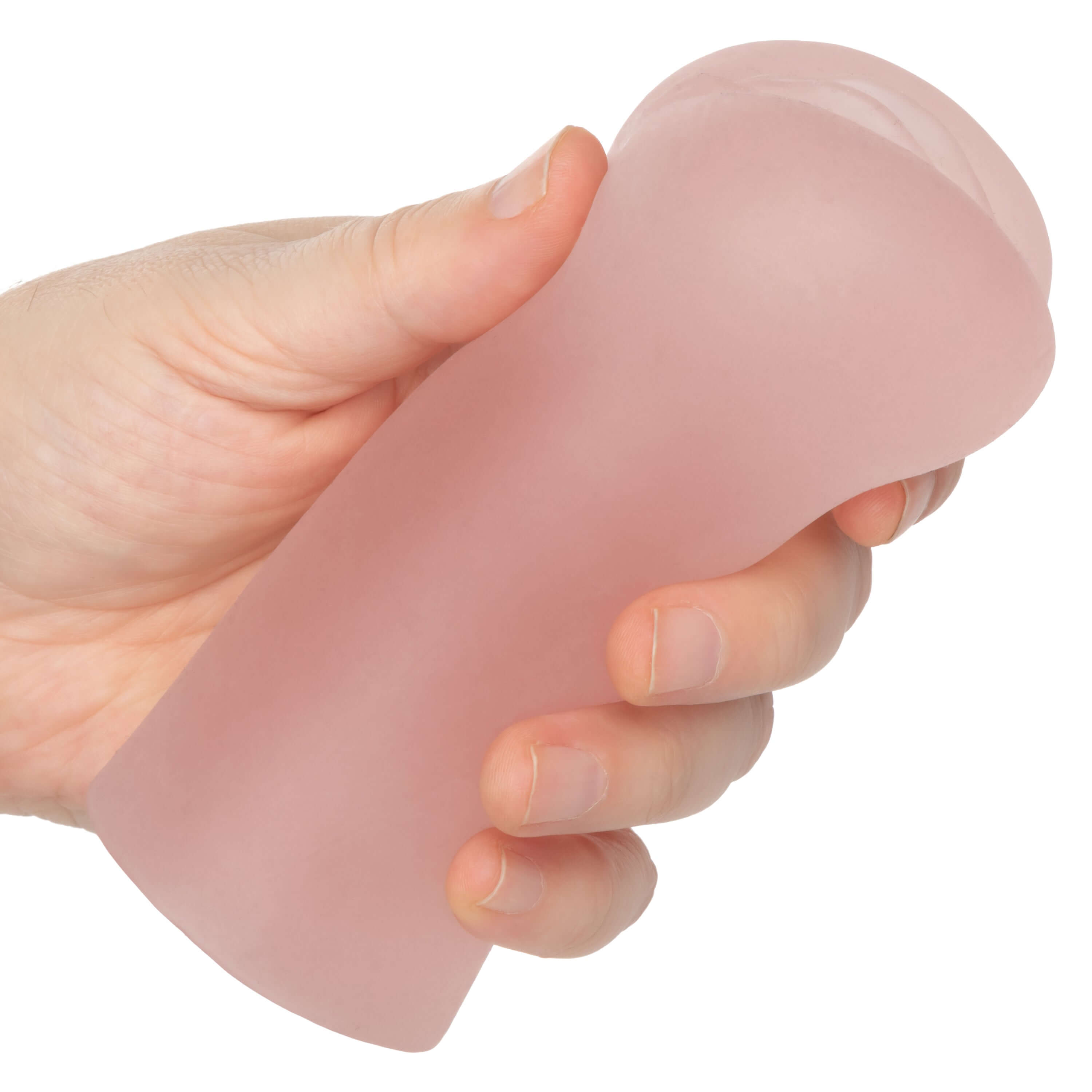 Hand holding the Cheap Thrills Pink Fairy masturbator, showcasing its realistic and soft design.