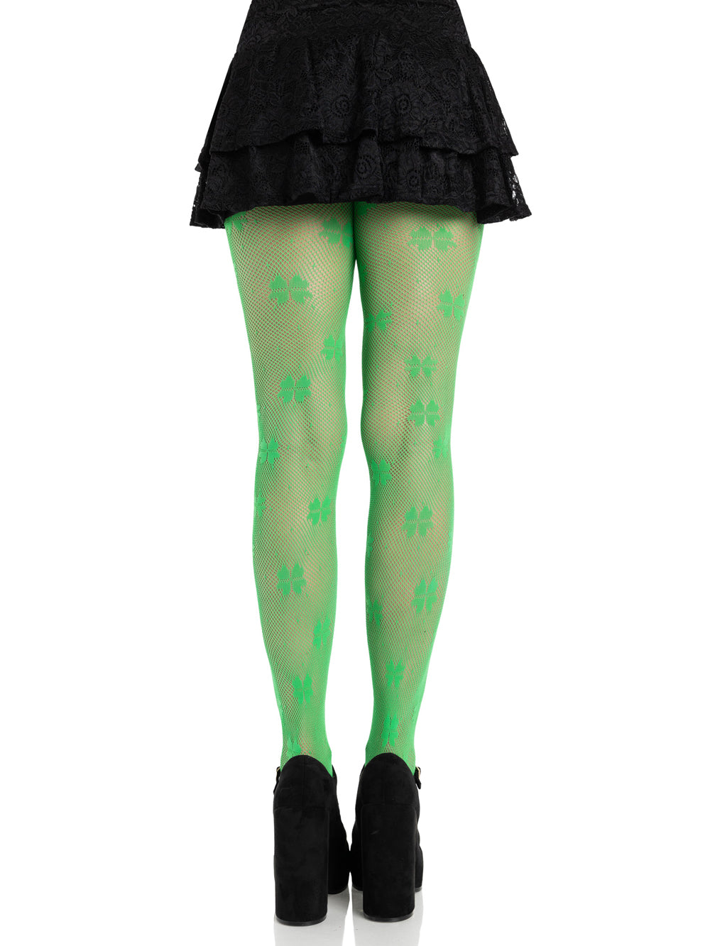 Clover Net Tights - Os - Green-1
