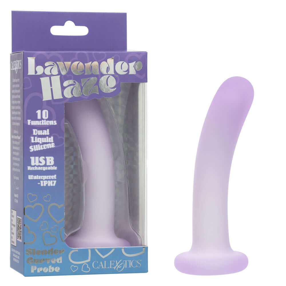 Lavender Haze Slender Curved Probe Purple packaging showcasing its sleek design and features.