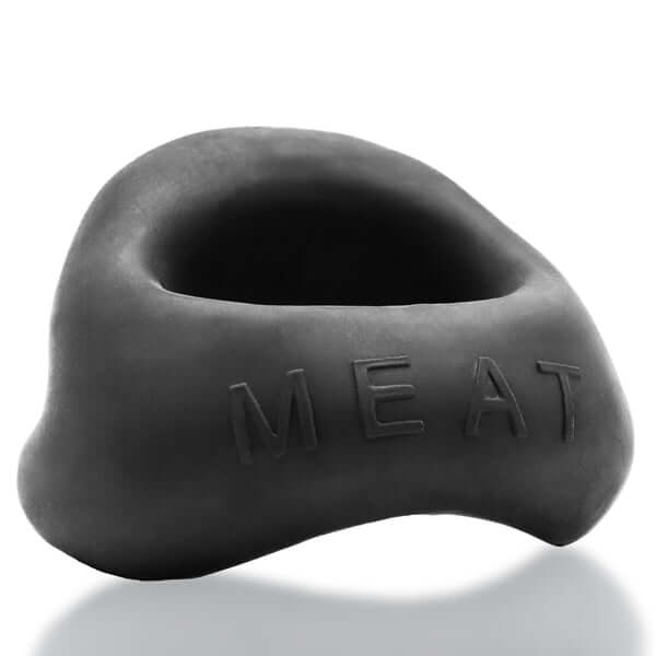 Oxballs Meat Big Bulge Lifter Cockring in smooth black silicone, perfect for enhancing your package and achieving a pronounced bulge.