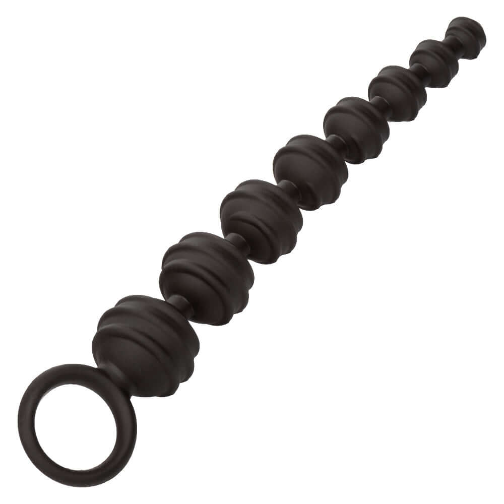 Black Colt Power Anal Drill Balls with easy grip pull ring and graduated ribbed silicone beads for enhanced anal sensation.