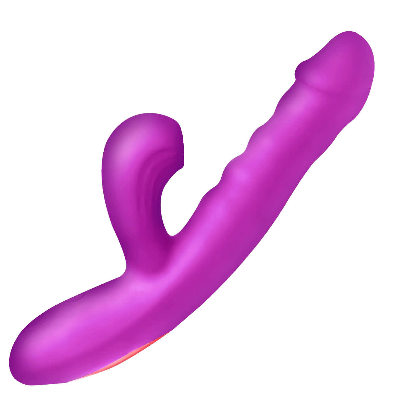 Thrust Wave Thrusting and Sucking Rabbit Vibrator in Purple with ribbed shaft and realistic head for enhanced pleasure