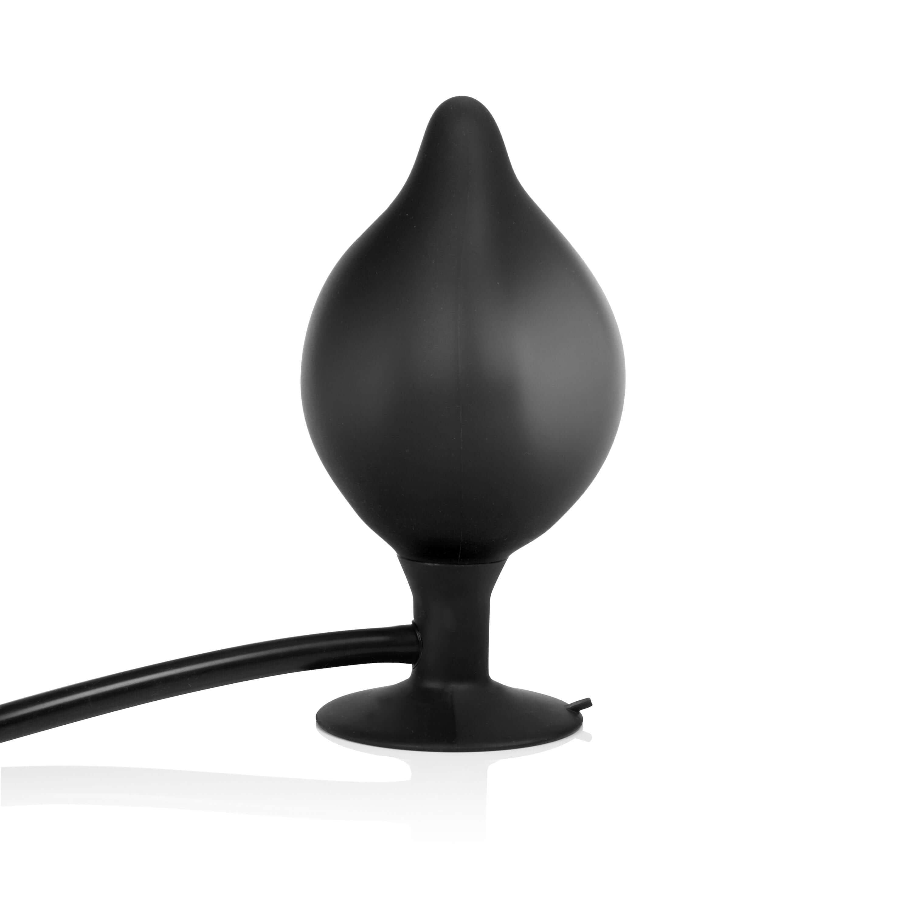 Colt XXL Pumper Inflatable Plug Black displayed at an angle with flexible tube for expansion during anal play.