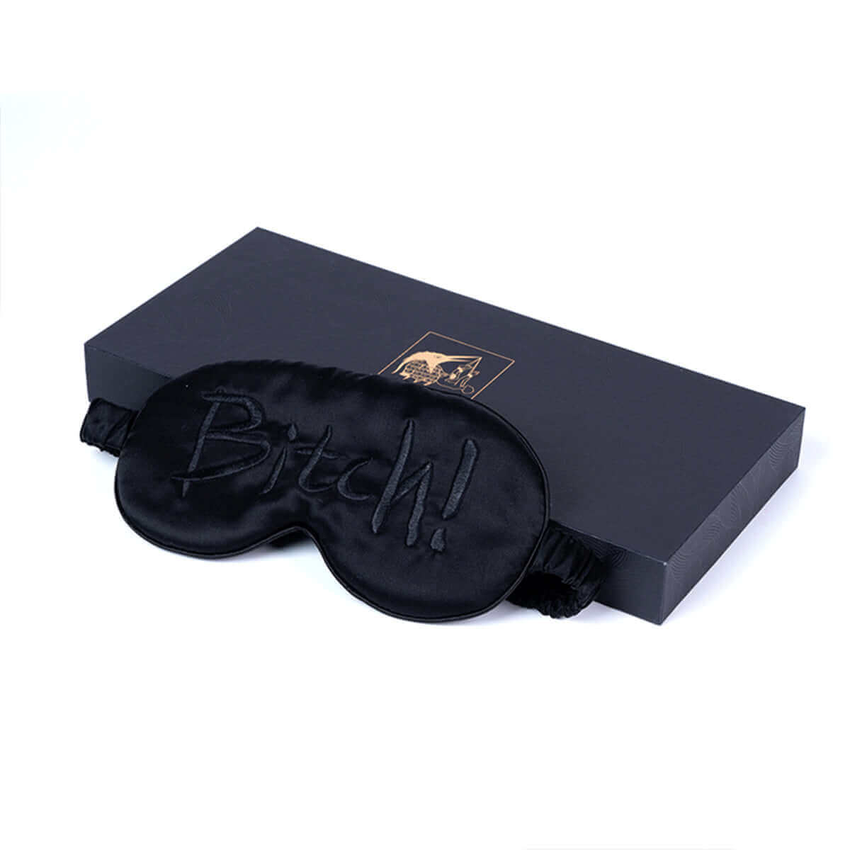 UPKO embroidered silk blindfold in a stylish black packaging, featuring the word "Bitch!" for a bold statement.