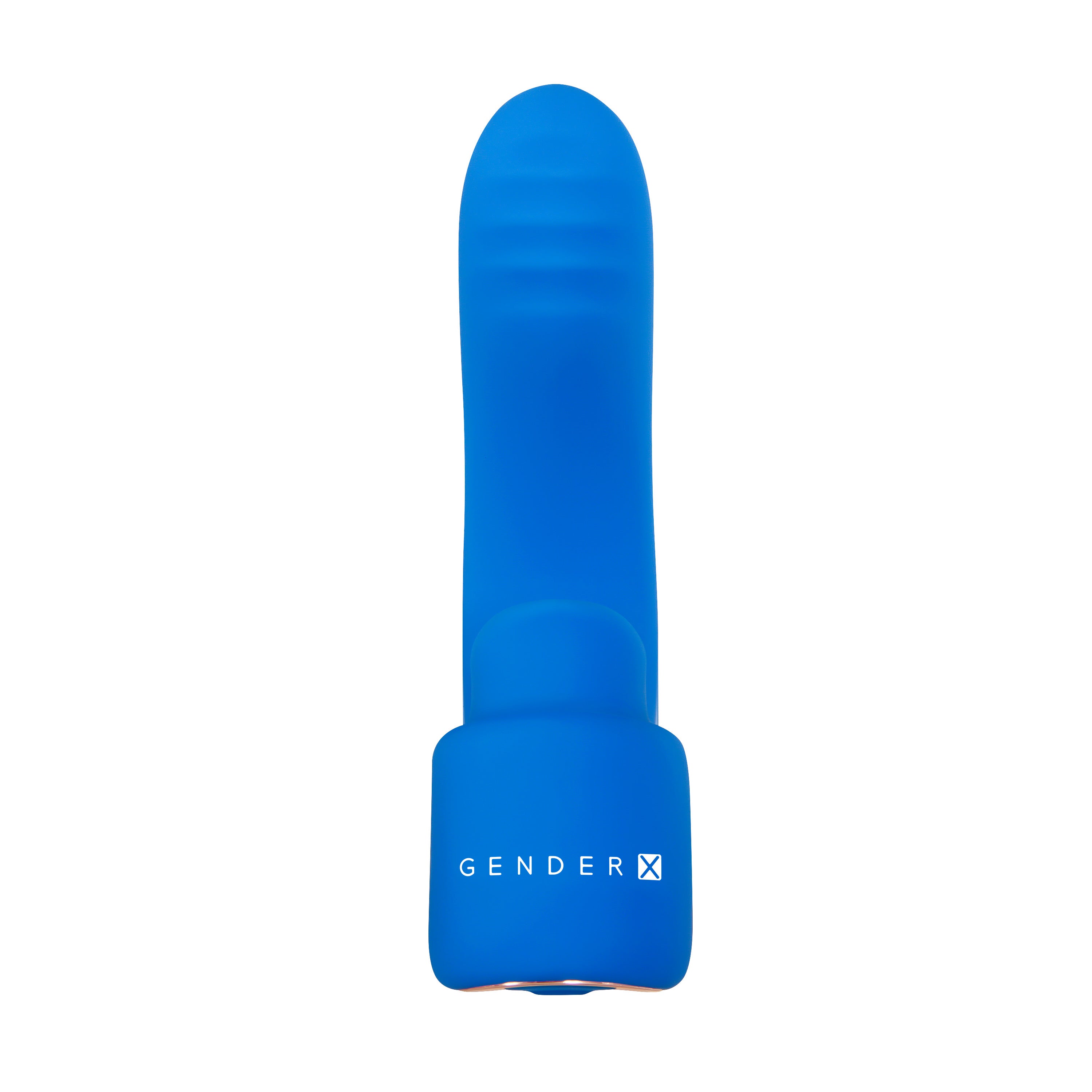 Gender X Flick It Rechargeable Silicone Vibrator Blue shown in a compact blue design for targeted stimulation.