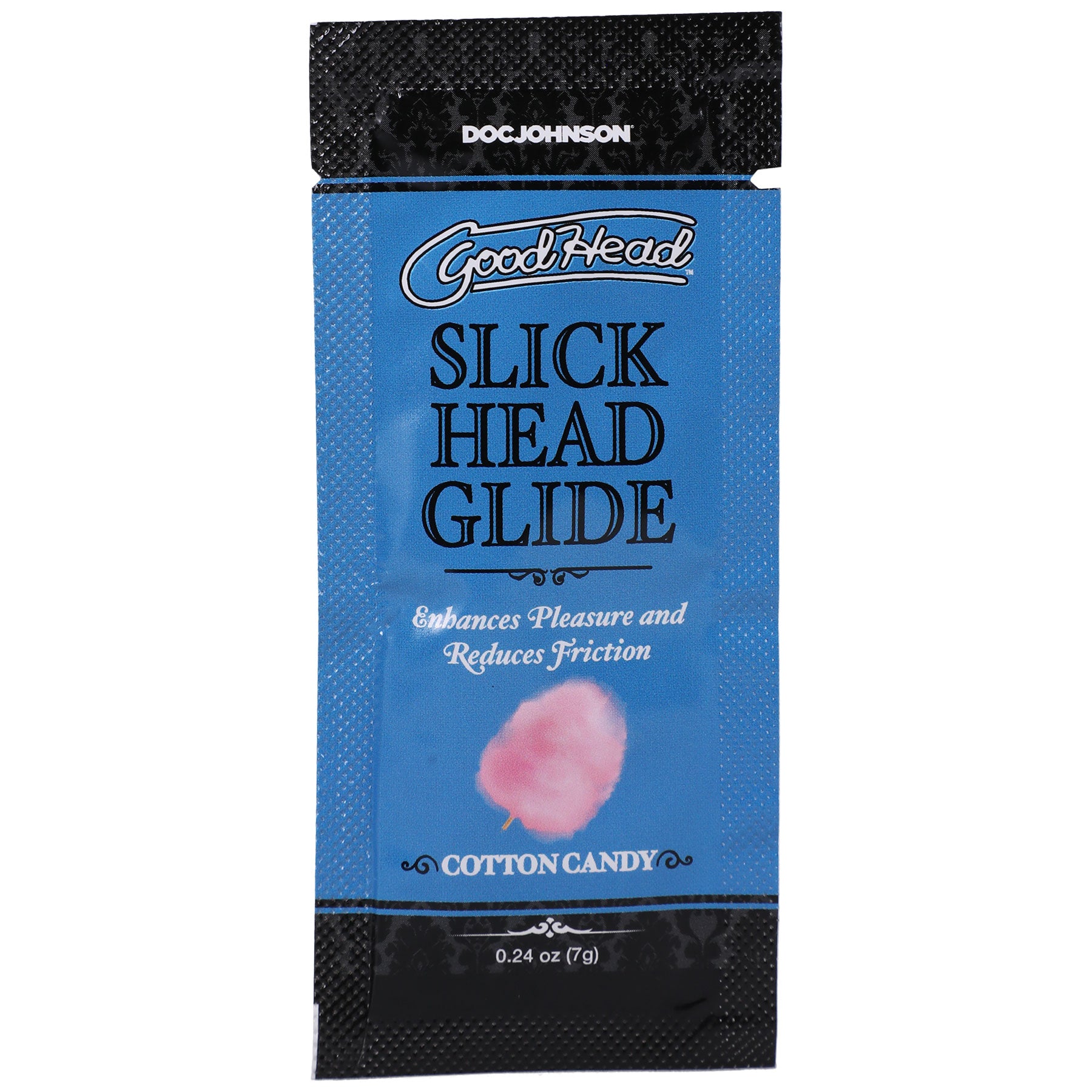 Goodhead Slick Head Glide Cotton Candy 0.24 Oz Bulk single-use packet for enhanced pleasure and reduced friction.