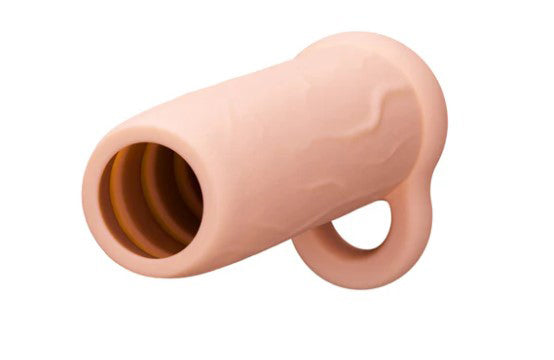 Performance 4.25 Inch Enhancement Penis Sleeve Beige showing a soft and flexible design for enhanced performance.
