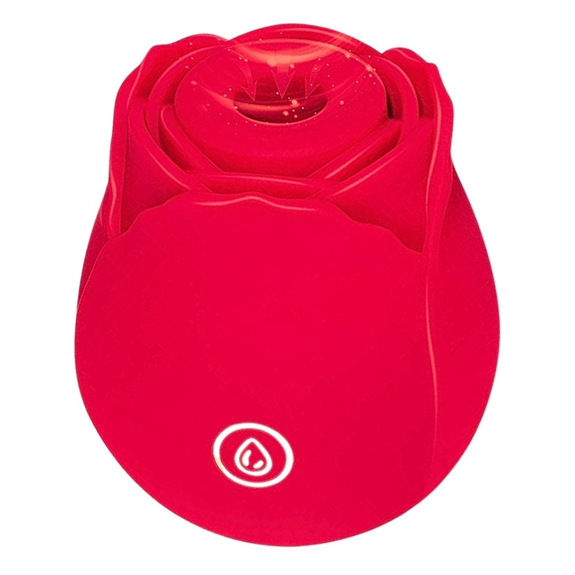 Bella Rose Red Silicone Rechargeable Vibrator featuring a rose design in vibrant red silicone.