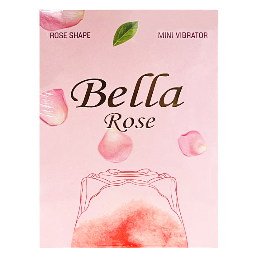 Bella Rose Red Silicone Rechargeable Vibrator packaging features elegant rose shape design and soft pink tones.
