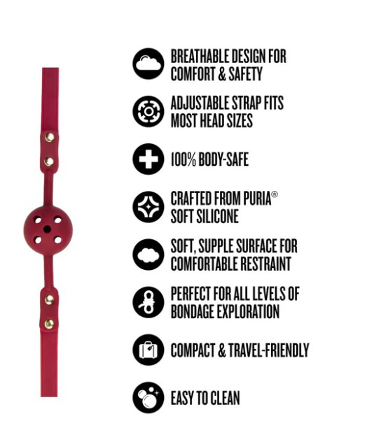 Temptasia Ardor Ball Gag Red features adjustable design, body-safe silicone, and is perfect for bondage exploration.