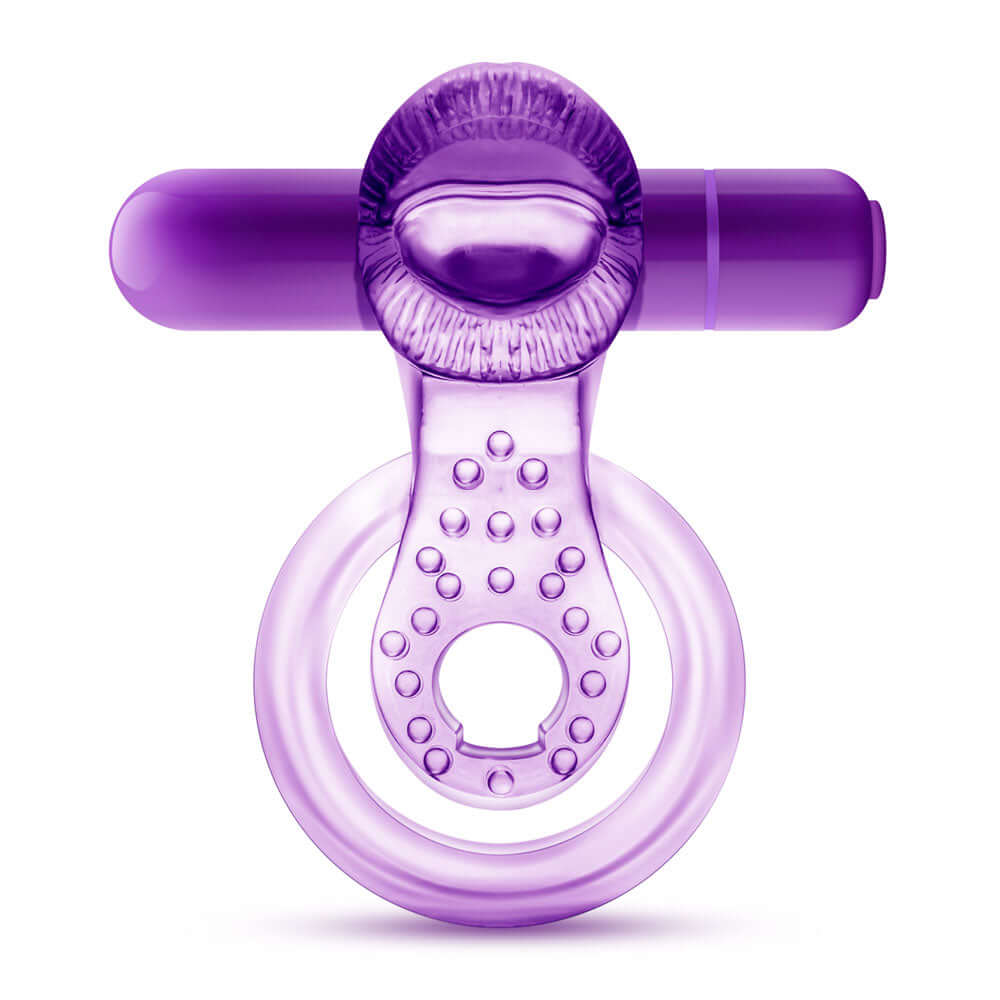 Play With Me - Lick It - Vibrating Double Strap Cockring - Purple-2