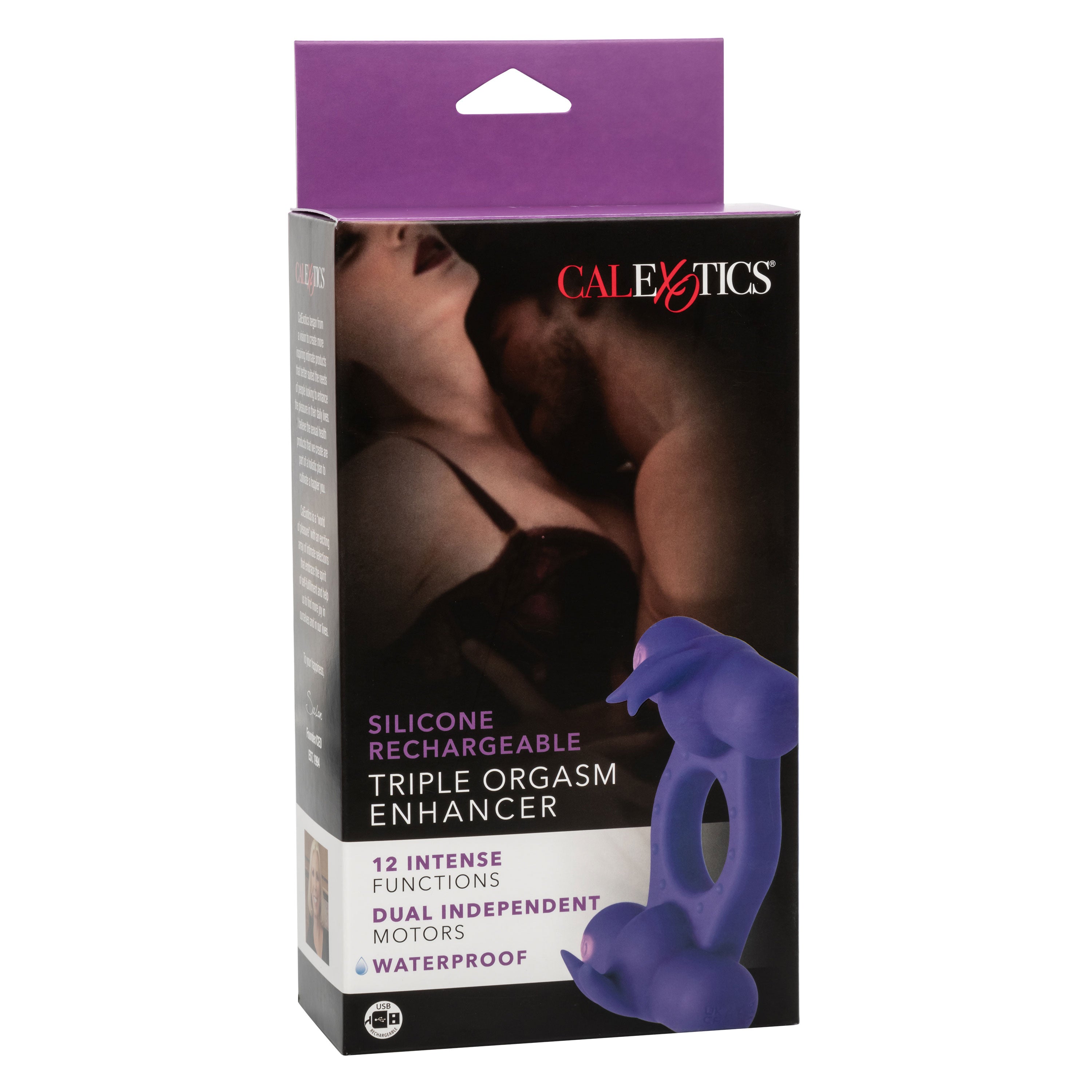 Silicone Rechargeable Triple Orgasm Enhancer - Purple-4