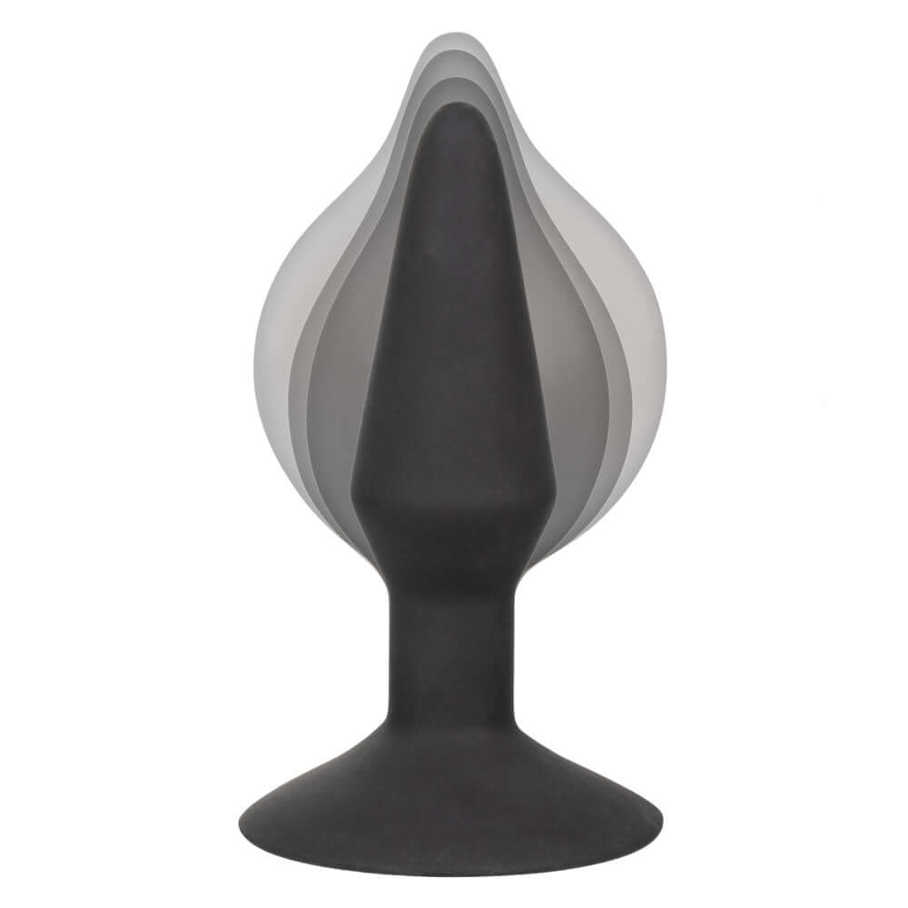 Medium Silicone Inflatable Plug Black in three adjustable sizes for customizable pleasure.