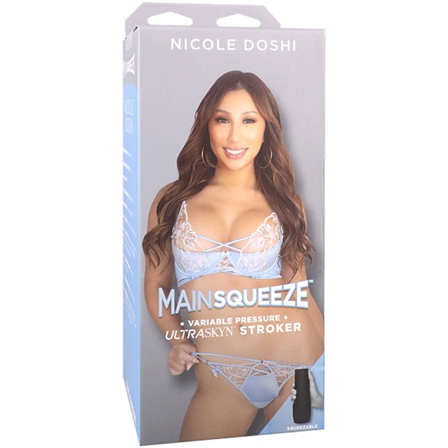 Main Squeeze Nicole Doshi Vagina Stroker packaged in ULTRASKYN hard-case with lifelike texture.