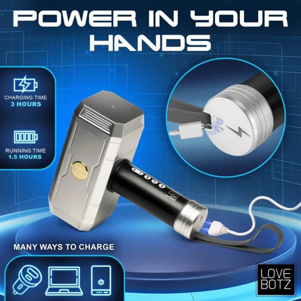 Power in your hands with Thunder Stroker Sucking Masturbator Silver charging options and 1.5 hours run time.