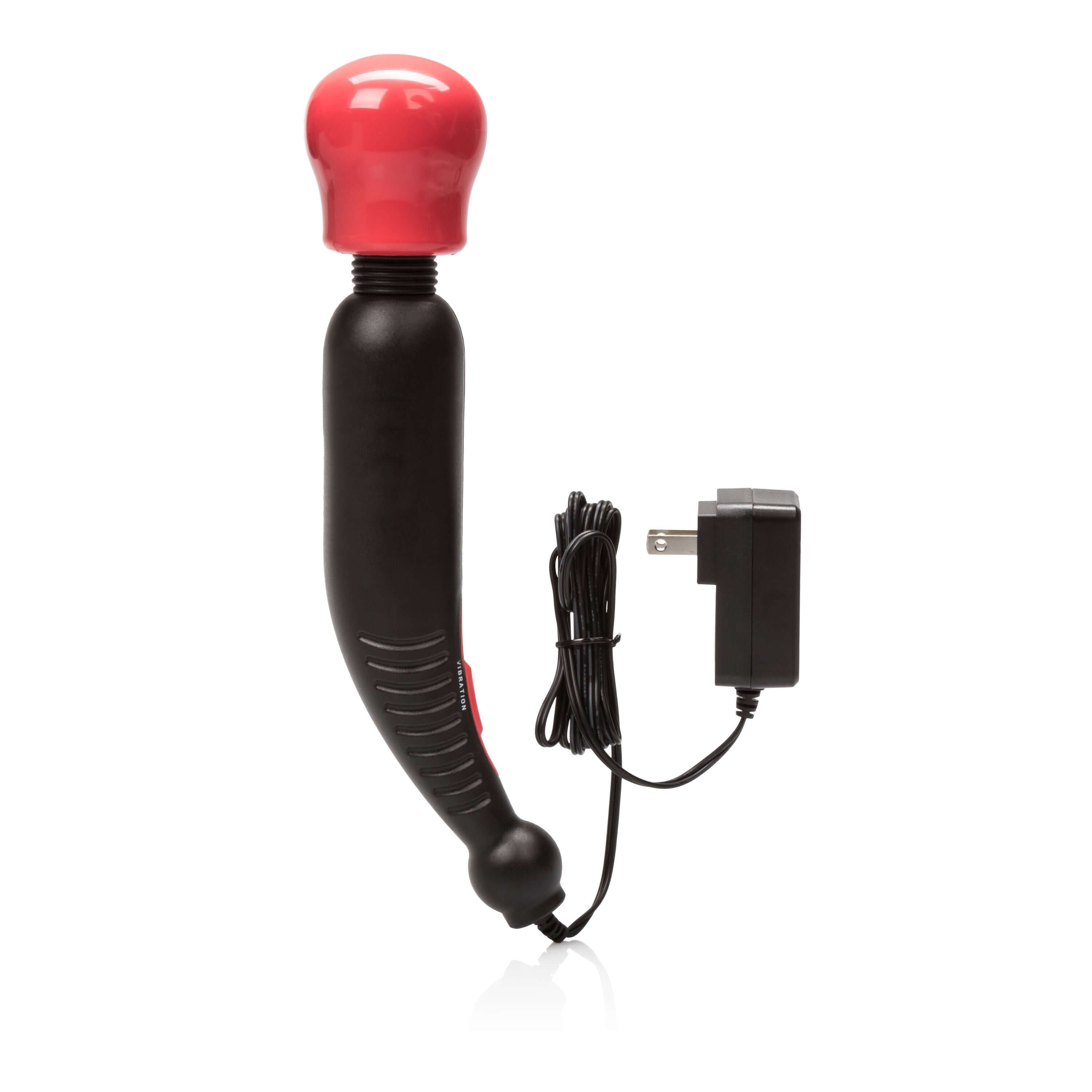 Miracle Massager 120 Volt Wand with red head and black handle, including charging adapter for deep relaxation.