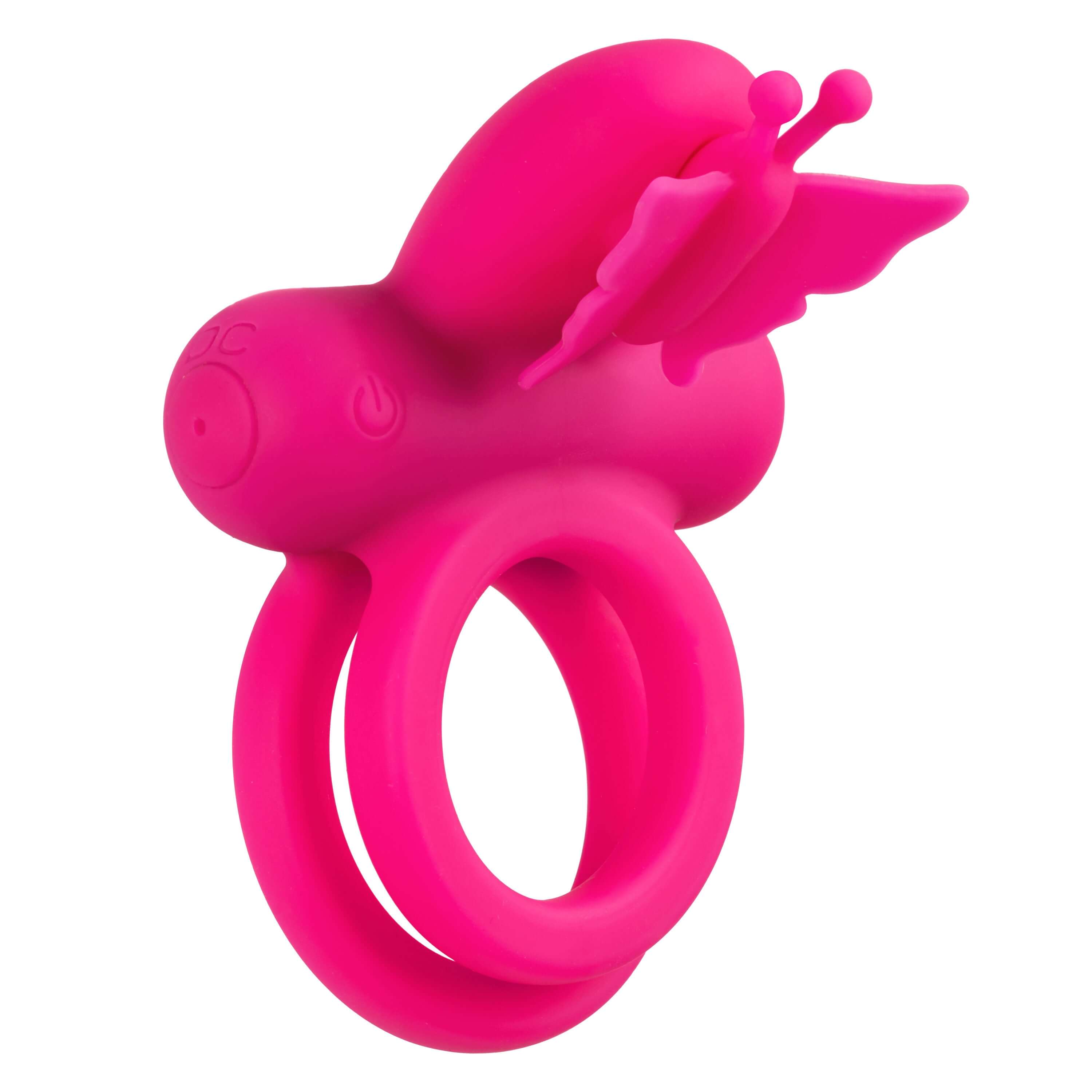 Silicone Rechargeable Dual Butterfly Ring Pink designed for couples’ pleasure with playful butterfly stimulation.