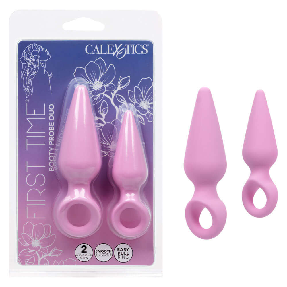 First Time Booty Probe Duo Pink two-piece set for beginner-friendly anal play exploration.