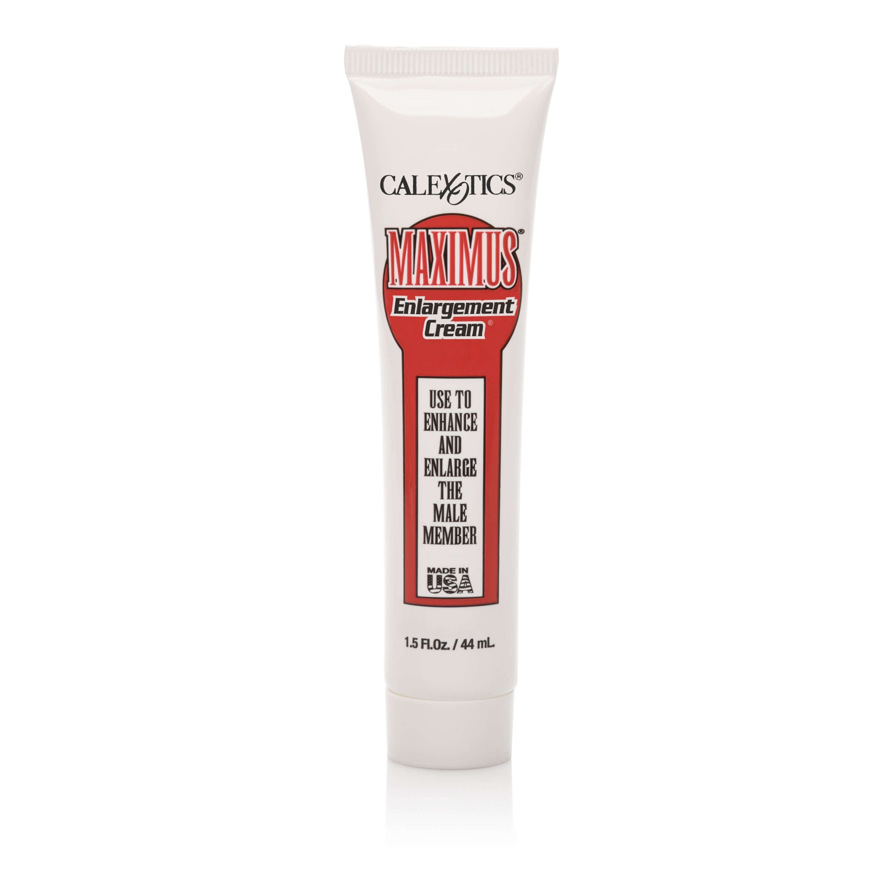 Maximus Enlargement Cream 1.5 Oz tube with label promoting intimate enhancement and increased confidence.
