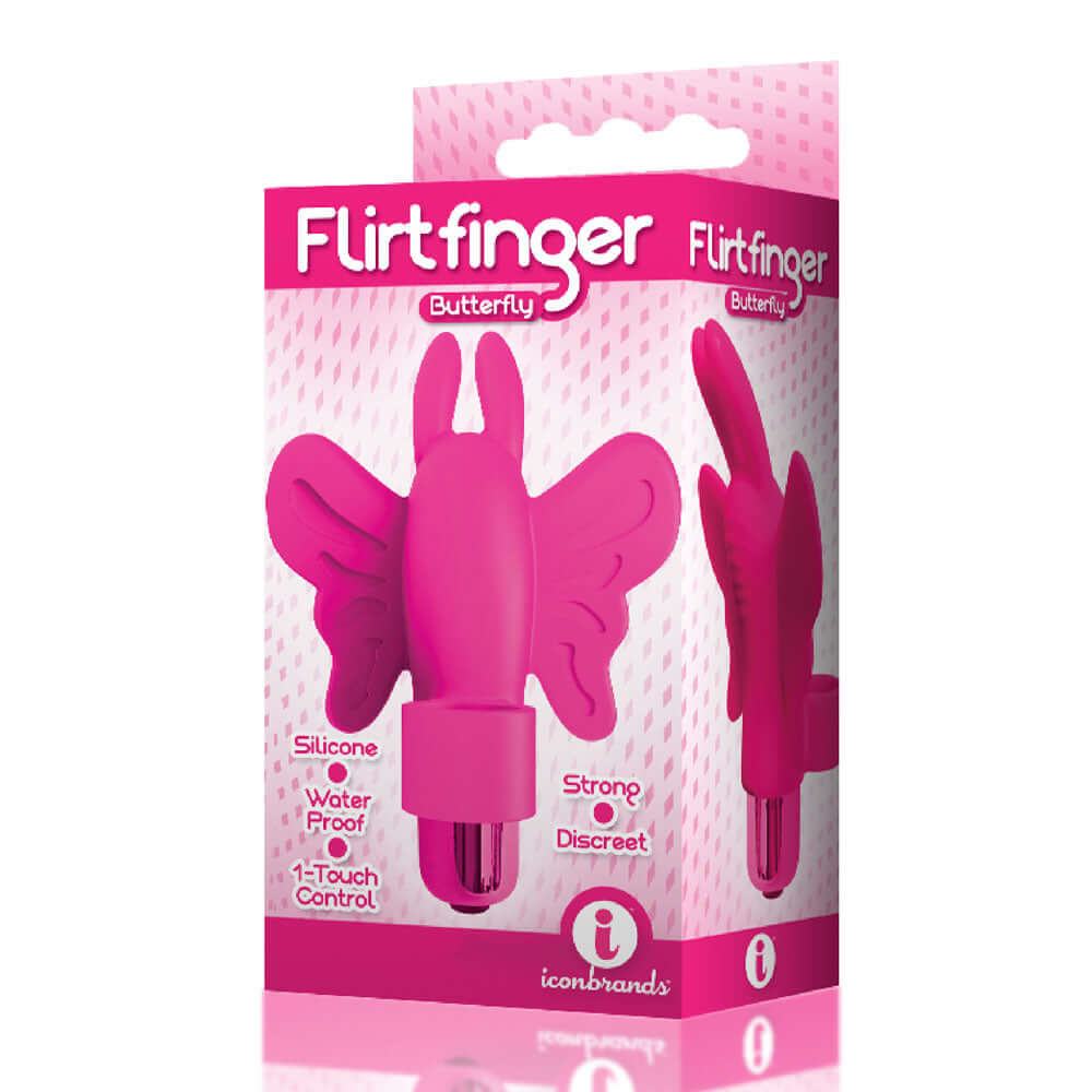 The 9's Flirt Finger Butterfly Finger Vibrator - Pink-0