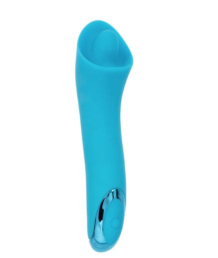 Kroma Turbo Exciter Rechargeable Mini Massager Blue featuring a sleek design and flexible pinpoint tip for targeted stimulation.