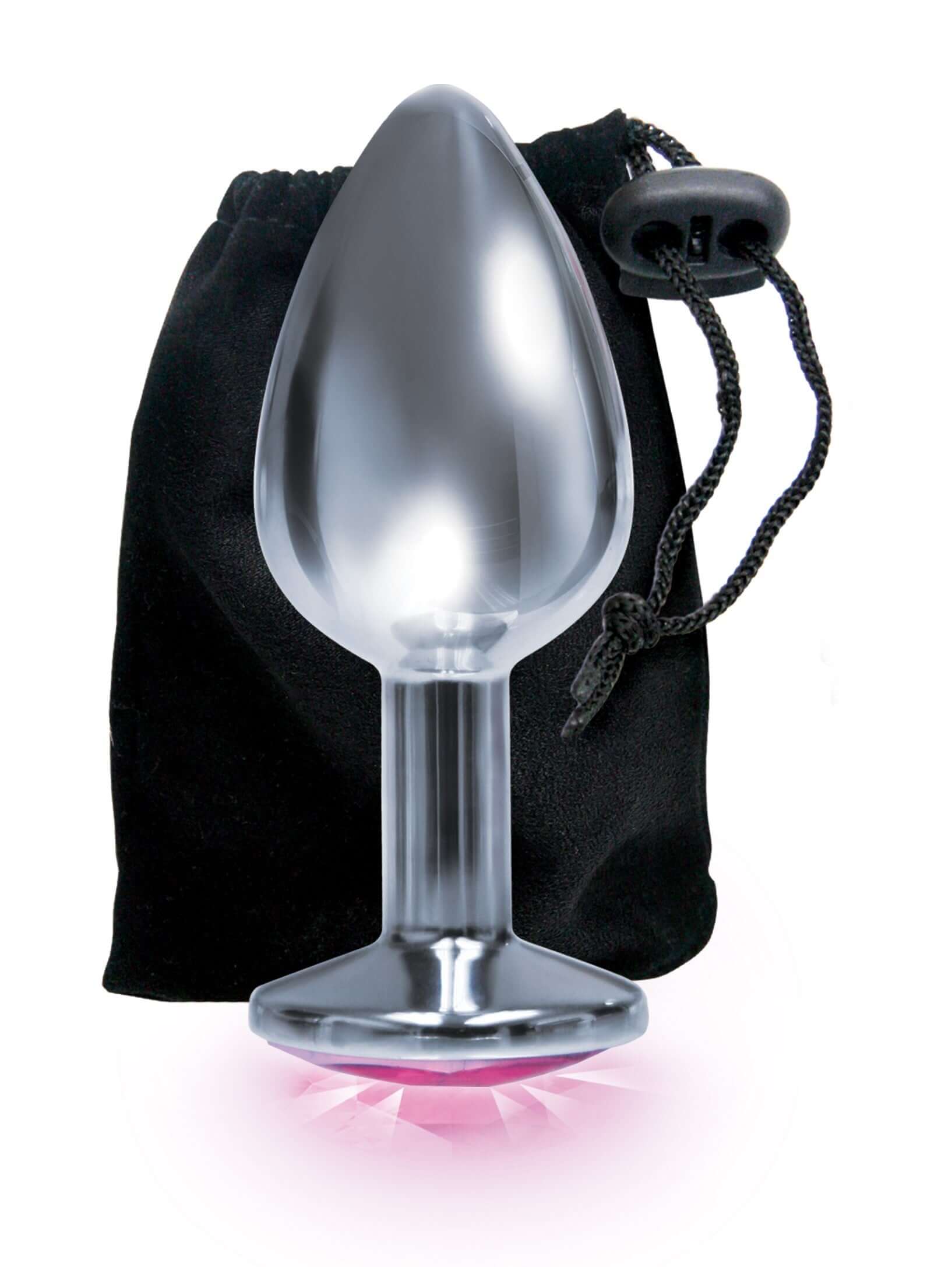 The 9's the Silver Starter Bejeweled Stainless Steel Plug - Pink-3