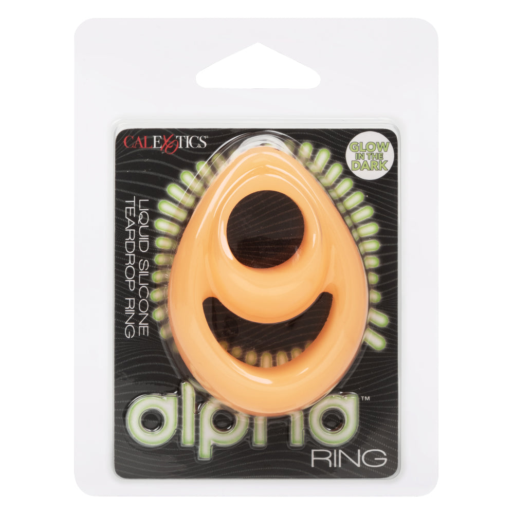Alpha Glow-in-the-Dark Liquid Silicone Teardrop  Ring - Orange-1
