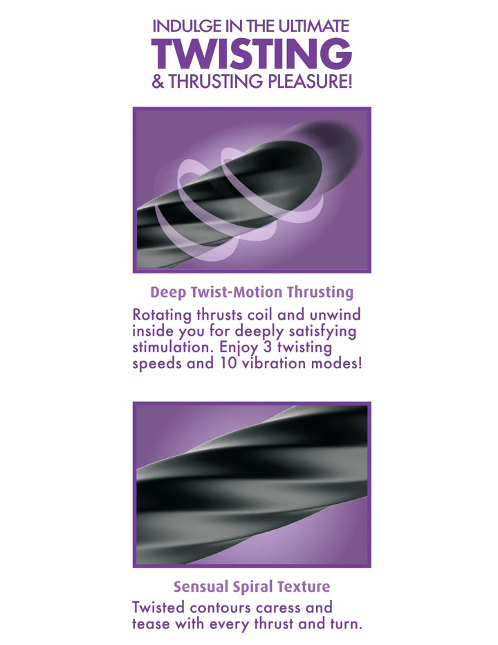 Anal Fantasy Elite Twist Ecstasy Vibrator Black features twisting and thrusting motions for ultimate pleasure