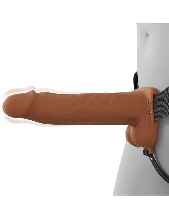 Fantasy X-Tensions Elite 8" Vibrating Hollow Silicone Strap-on - Brown-2
