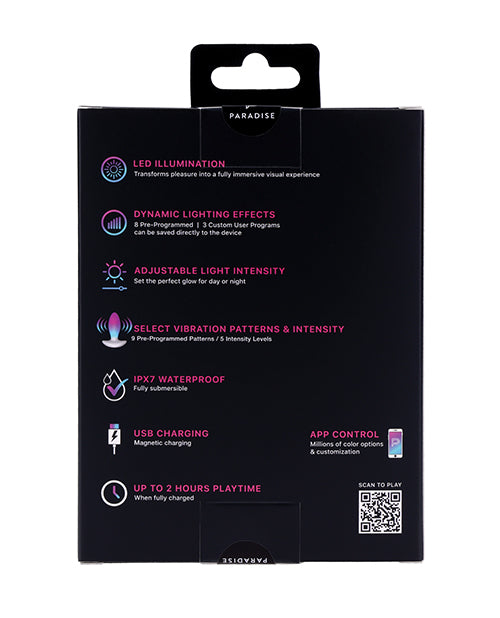 Illumination THE Plug Vibrator White features LED illumination and dynamic lighting effects on packaging.
