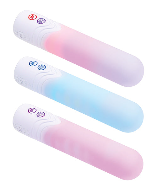Illumination THE Bullet Vibrator White in pastel colors with customizable LED functions and elegant design.