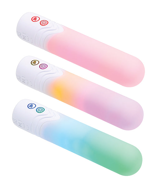 Illumination THE Bullet Vibrator White in three elegant designs featuring customizable LED illumination.