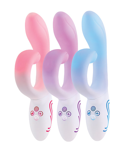 Illumination THE Rabbit Vibrator White with customizable LED lighting in three stylish colors.