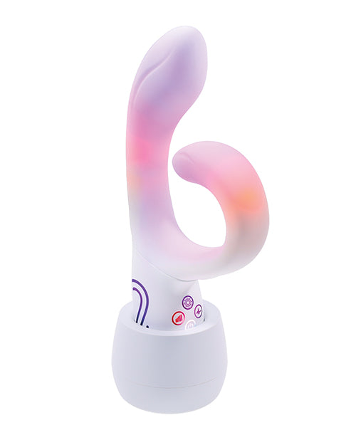 Illumination THE Rabbit Vibrator White with customizable LED lighting and advanced technology for a personalized pleasure experience.