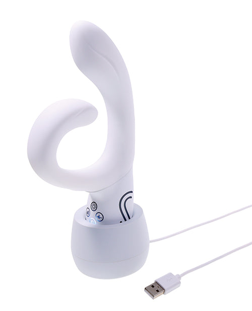 Illumination THE Rabbit Vibrator White rechargeable with customizable settings and LED lighting for enhanced pleasure.
