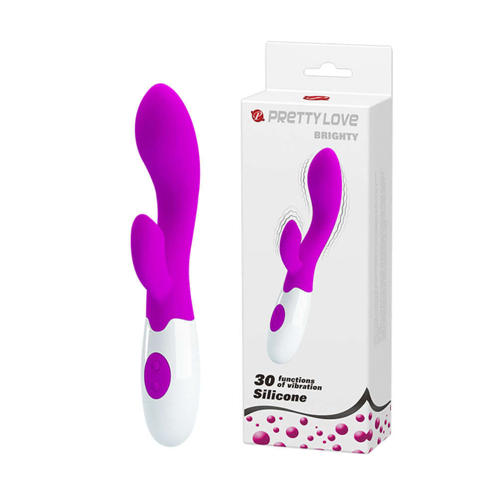 Pretty Love Rabbit Vibrator Brighty in purple, showcasing its sleek design and 30 vibration functions.