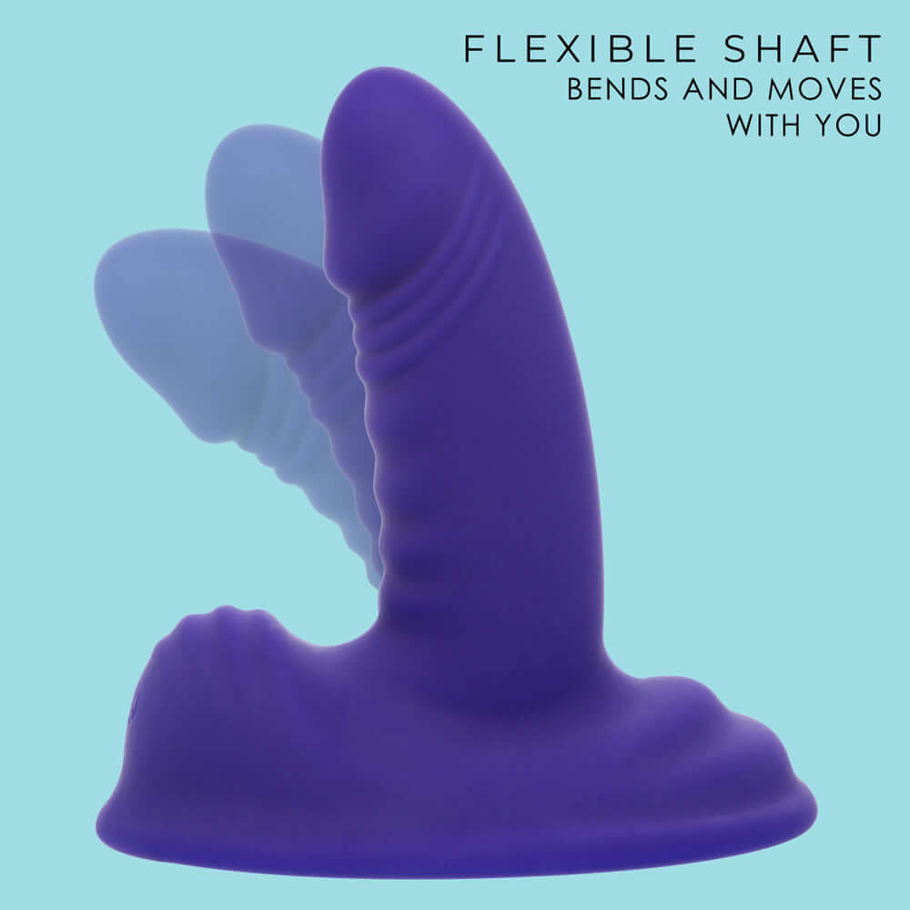 G-Ride Thrill Ride Liquid Silicone Vibrator Purple with flexible shaft design for versatile stimulation.