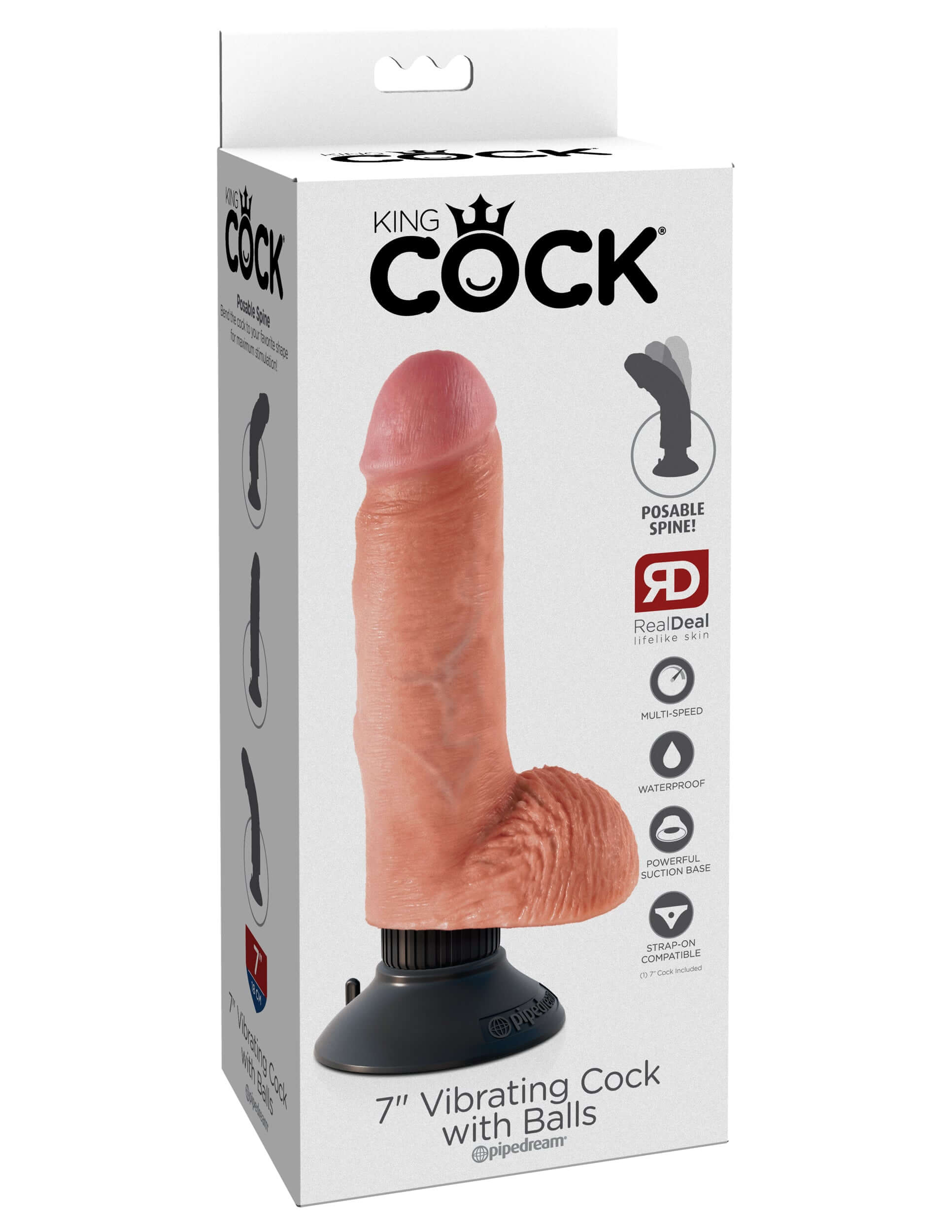 King Cock 7-Inch Vibrating Cock With Balls - Flesh-5