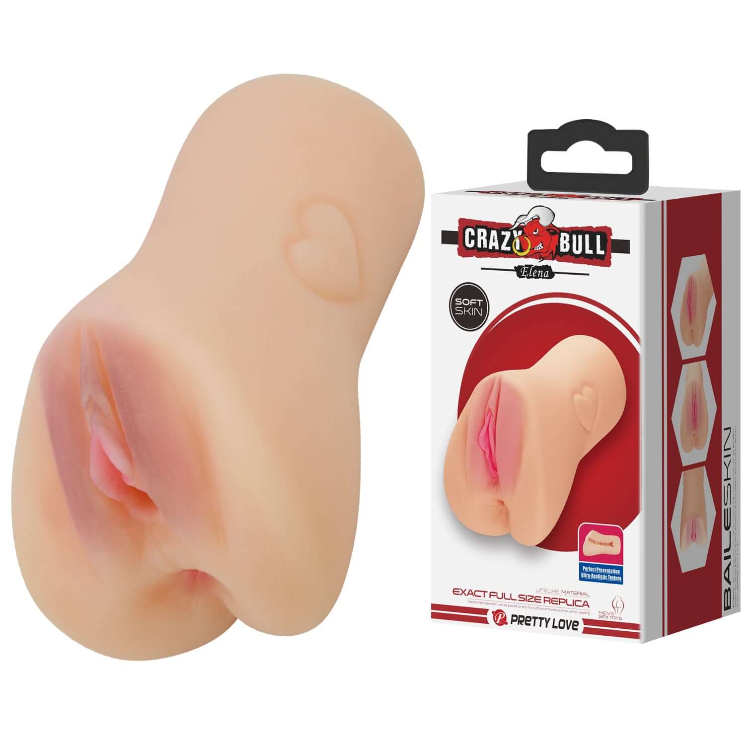 Elena Vagina Shaped Masturbator with realistic details, soft texture, and ribbed love tunnel for enhanced sensations.