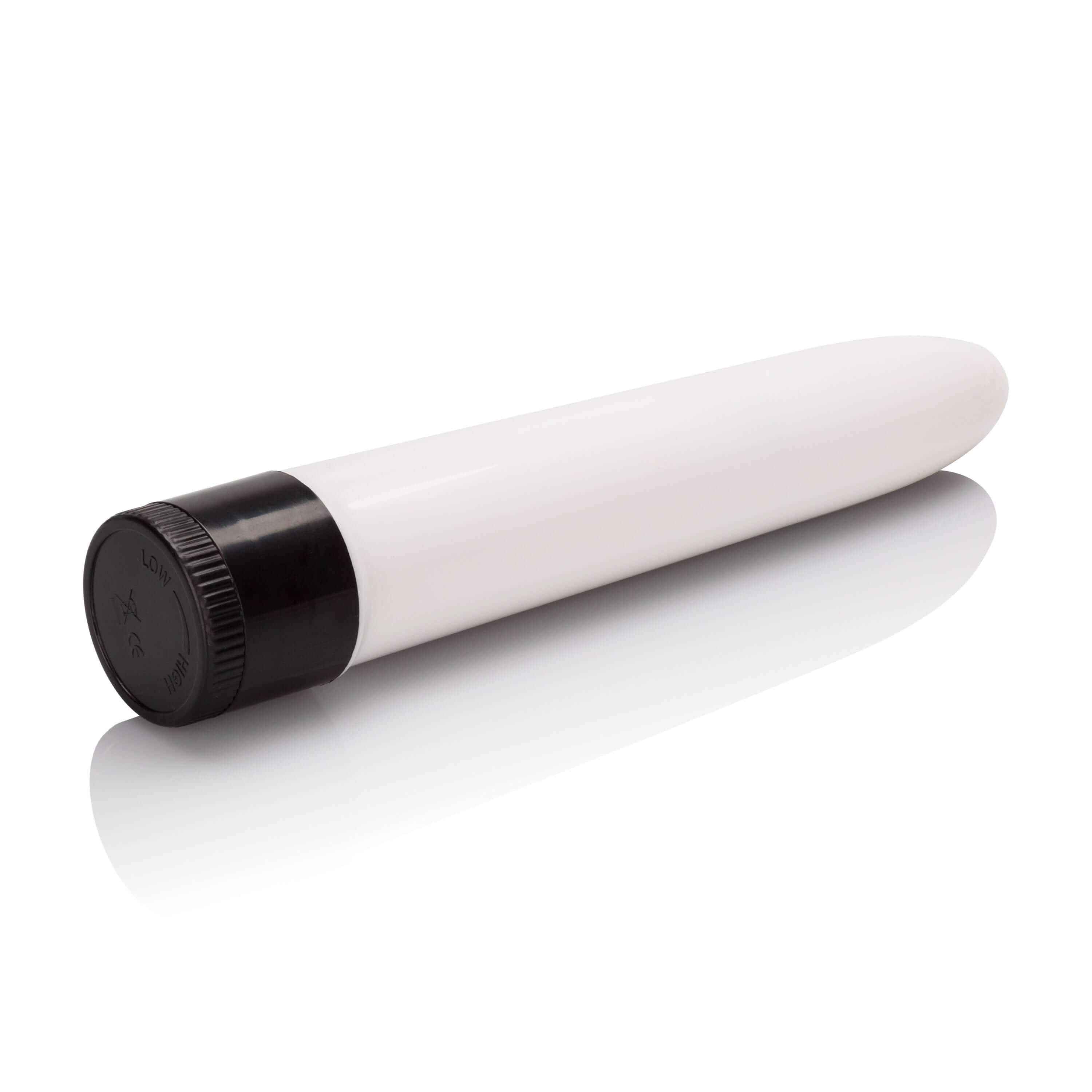Dr Joels Intimacy Massager 6.5 Inches in sleek white design with a black base, perfect for personal pleasure.