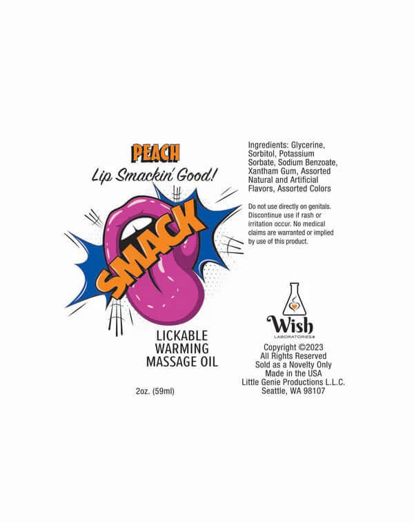 Smack Lickable Massage Oil, 3ml Pouch Display 36pc -Peach-1