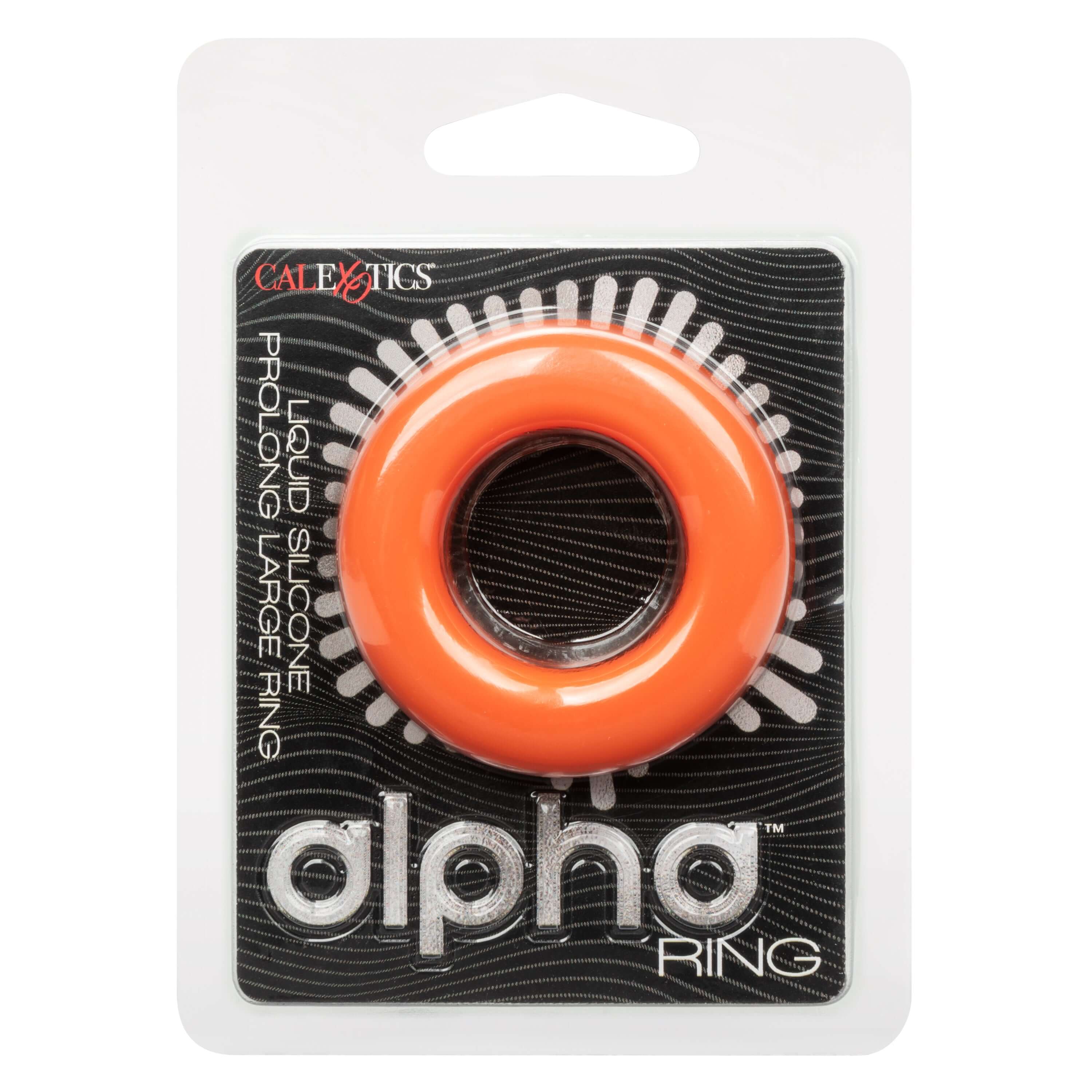 Alpha Liquid Silicone Prolong Large Ring Orange packaging showing the premium silicone performance enhancer.