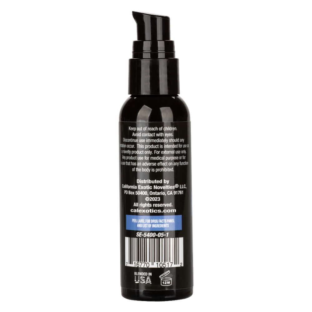 Peak Prolong Serum 2 Oz bottle back label with usage instructions and warnings