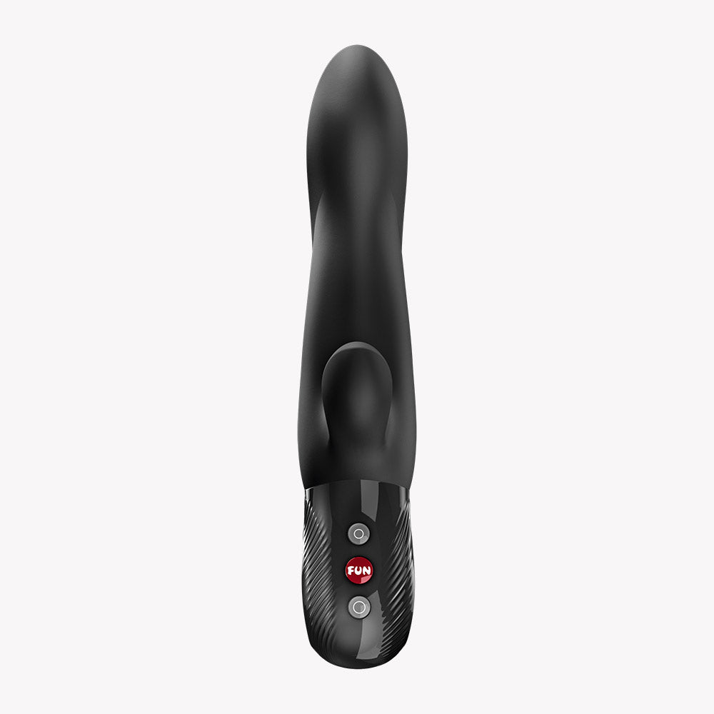 Fun Factory Bi Stronic Arc Vibrator Black - advanced dual stimulation vibrator featuring self-thrusting and steady vibration.
