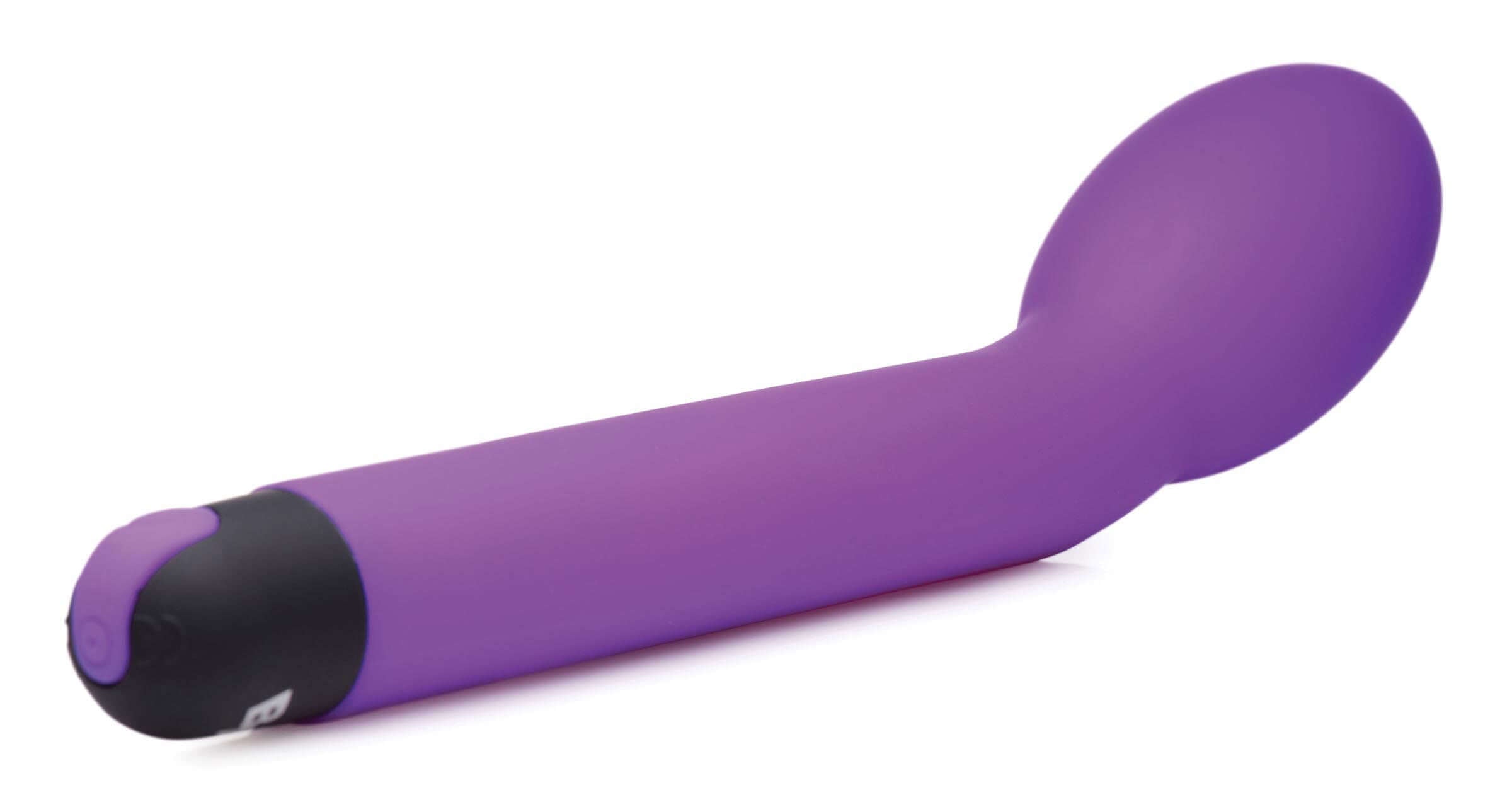 Bang 10X Rechargeable Silicone G-Spot Vibrator Purple with ergonomic curved shape for targeted stimulation.