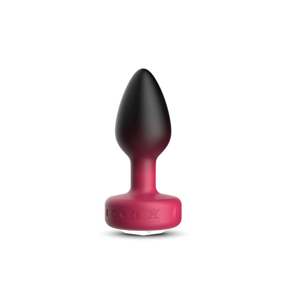 Cheeky Charms Eluxe Vibrating Anal Plug Ruby in luxurious design with jeweled base and smooth silicone.
