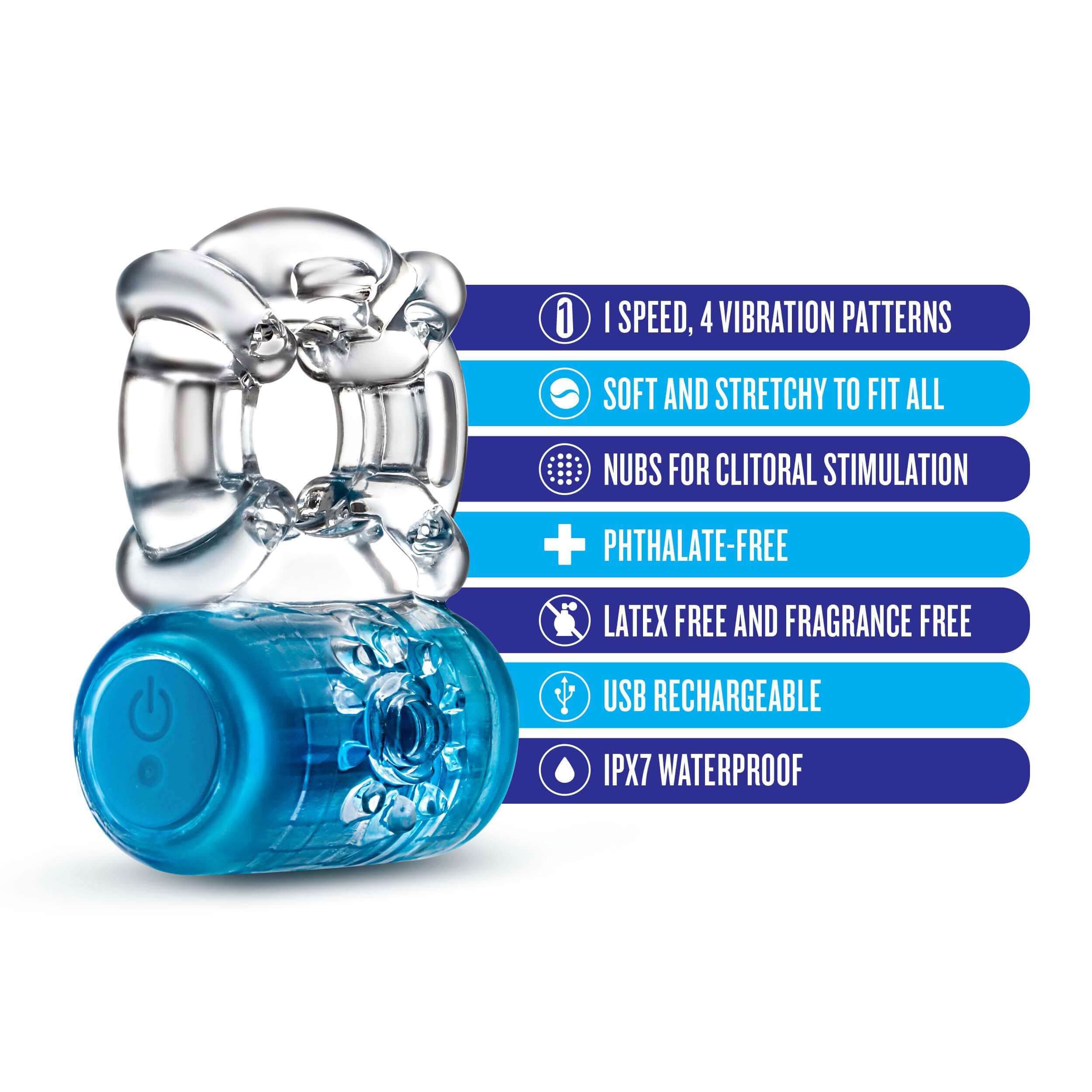 Play With Me - Pleaser Rechargeable C-Ring - Blue-0