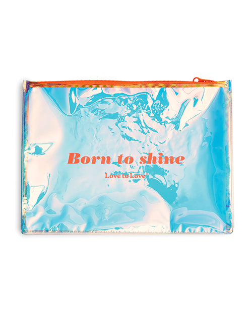 Love to Love Born to Shine Pouch Vivid Orange with bold design and vibrant colors, ideal for storing essentials.